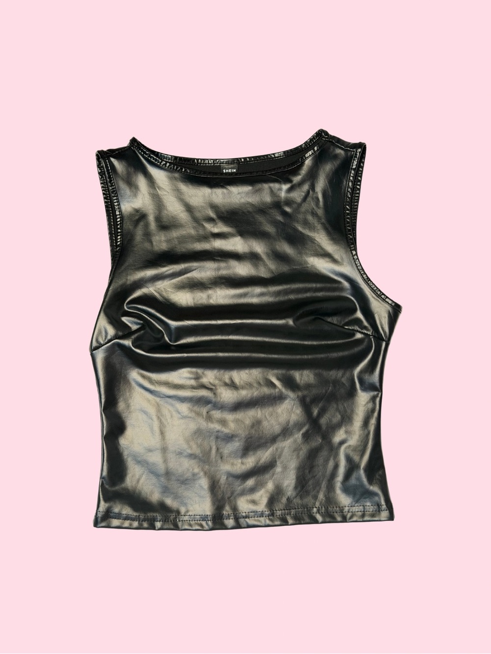 SHEIN Black Faux Leather Tank Top
